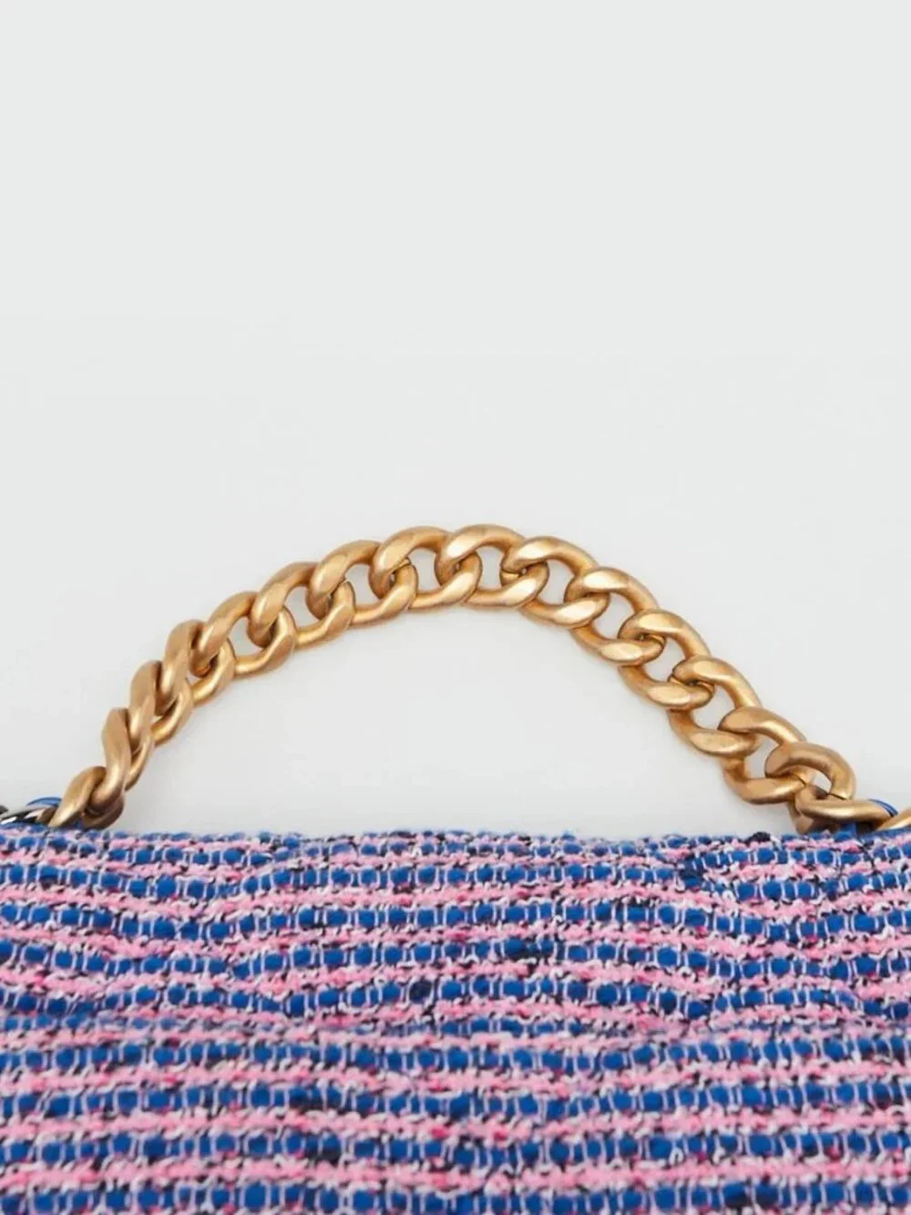 Chanel Blue/Pink Quilted Tweed Medium Chanel 19 Bag